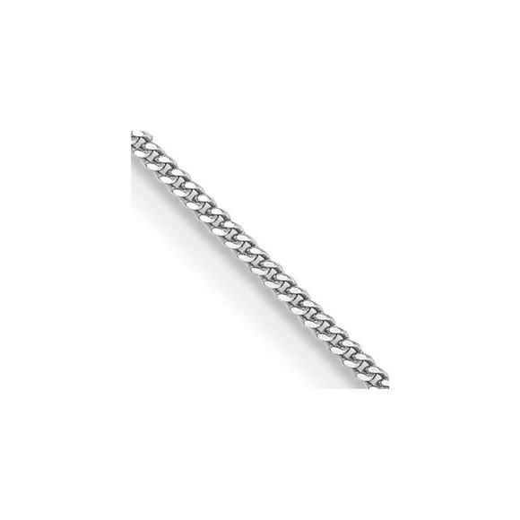 14k White Gold 16 inch .9mm Curb Spring Ring Clasp Pendant Chain